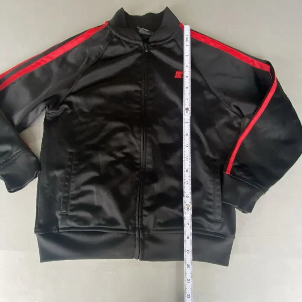 Starter Boy's Track Jacket Medium 8 Black Red Full Zip Athletic Youth Logo